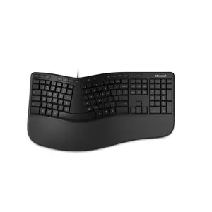Ergonomic keyboard Microsoft LXM-00005 — Full-size wired USB, AZERTY Belgian, Black, curved with wrist rest