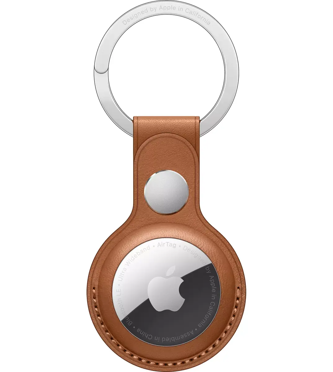 Apple AirTag Leather Key Ring - Saddle Brown Photo 3