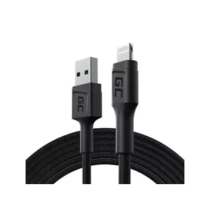 Lightning cable Green Cell KABGC18 — 2 m, Lightning to USB-A, black