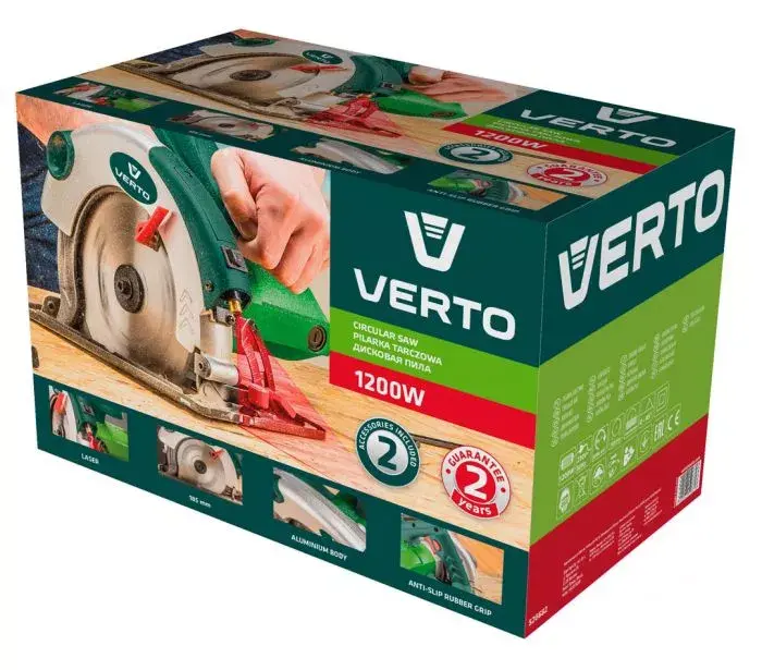 Verto 52G684 циркулярная пила 1200 Вт 185 мм Photo 2