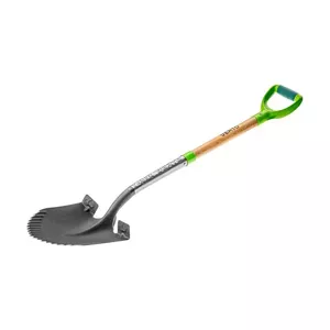 Spainis Verto 15G001 — apaļas galotnes asmens 29 cm, kopējais garums 1150 mm, asmens platums 23 cm, melns/zaļš ar koka rokturi