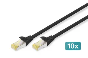 Digitus CAT 6A S/FTP tīkla kabelis 3 m melns RJ-45 vīrietis pret RJ-45 vīrietis 10 gabali