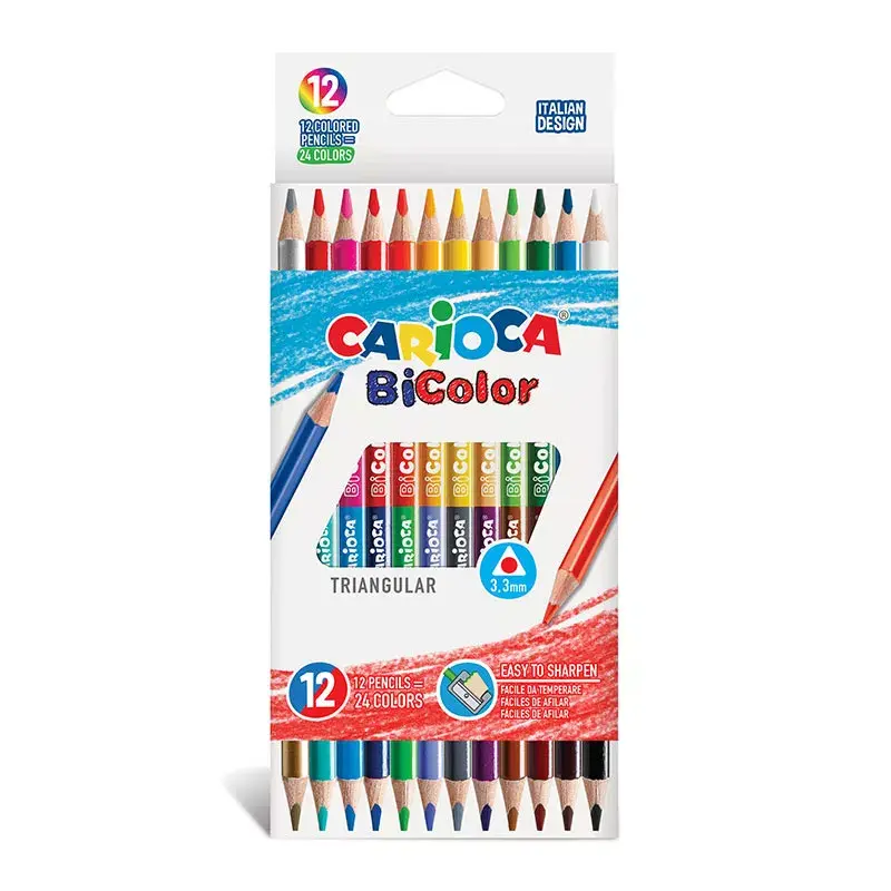 Carioca BI-Color Triangular colored pencils 12 pcs Photo 3