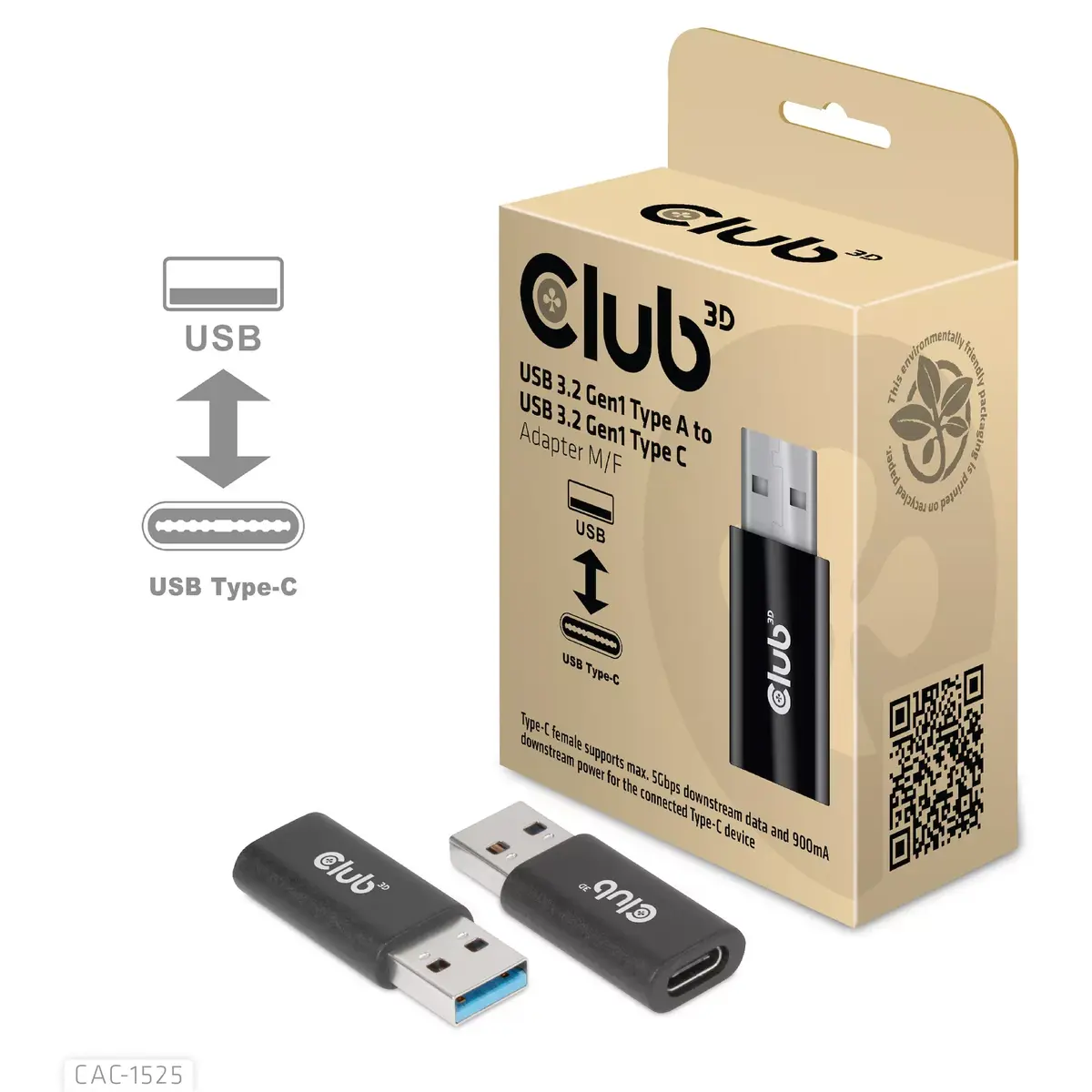 Адаптер USB 3.2 Gen1 Type A к Type C CLUB3D Photo 2