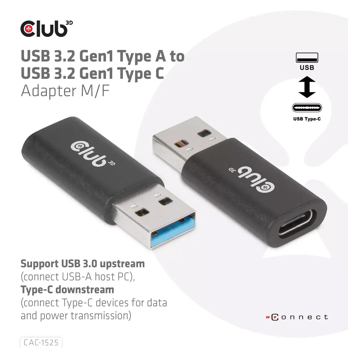 Адаптер USB 3.2 Gen1 Type A к Type C CLUB3D Photo 4
