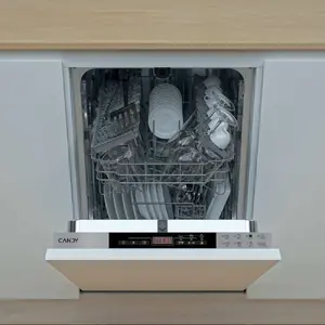 Fully Built-In Slimline Dishwasher Candy Brava CDIH 2T1047 with 10 Place Settings, 8 Programs, AquaStop, Built-In Display, and Energy Class E