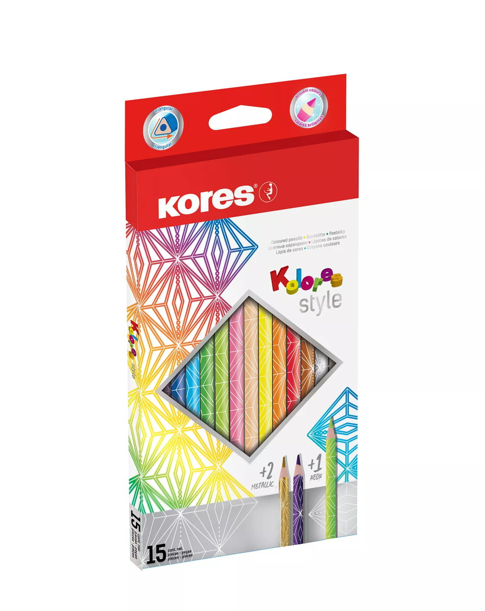 Krāsainie zīmuļi KORES KOLORES STYLE trīsstūra