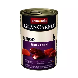 Mitrs barības konservs suņiem Animonda GranCarno Beef + Lamb Adult 400 g — bez graudaugiem, senioriem, liellops un jērs