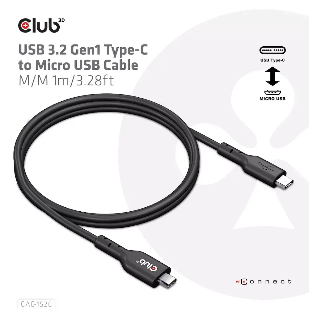 USB 3.2 Gen1 Type-C на Micro USB Кабель CLUB3D CAC-1526 Photo 3