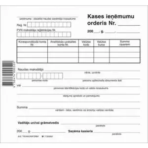 Kases ieņēmumu orderis 150x140mm,  100 lapas