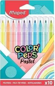 Flomāsteri Maped COLOR'PEPS Pastel, 10 gab. kastītē, gals 2,8 mm, apaļš fiksēts gals
