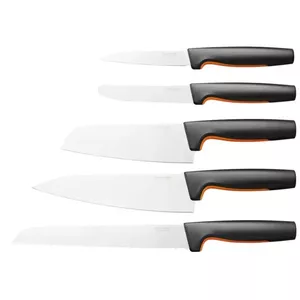 Kitchen knife set Fiskars 1057558 — stainless steel blades, 5-piece (blades: 19.9 cm, 21.3 cm, 16 cm)