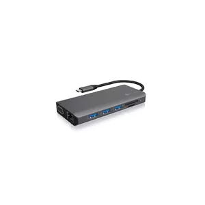 ICY BOX IB-DK4070-CPD Vadu USB 3.2 Gen 1 (3.1 Gen 1) Type-C Antracīts, Melns