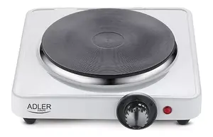 Countertop Sealed-Plate Hob Adler AD 6503 — 1 Cooking Zone, White, Rotary Control