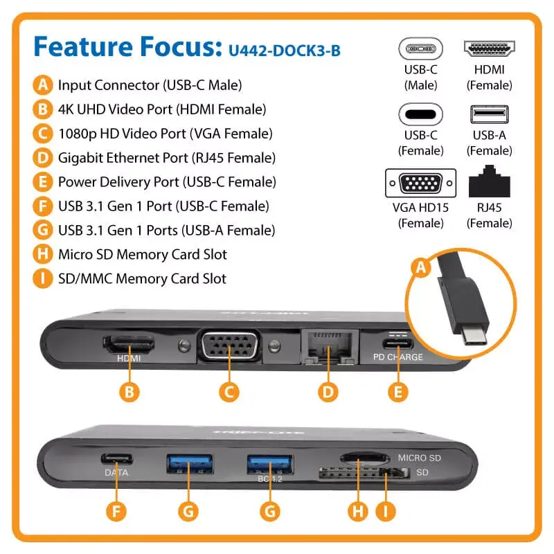 USB-C Dock Tripp Lite U442-DOCK3-B Photo 8