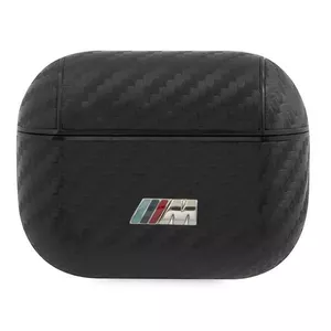 BMW M futrālis PU Carbon + metāla logotips Apple Airpods Pro - melns (BMAPCMPUCA)