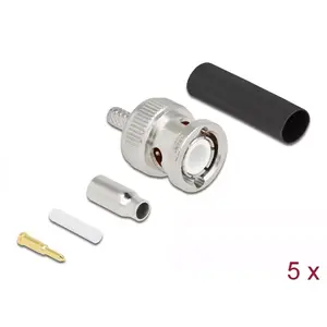 BNC crimp plug DELOCK 90013 for RG-174 / RG-316 with heat-shrink sleeve, male BNC, 14.5×23.5×14.5 mm, pack of 5