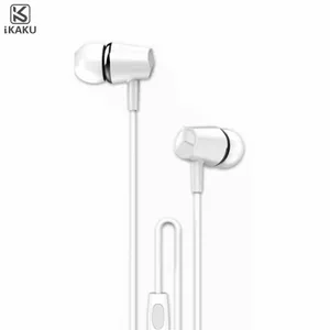 iKaku Sanjiao KSC-136 vadu austiņas ar 3.5 mm savienotāju, mikrofonu un tālvadības pulti, baltas