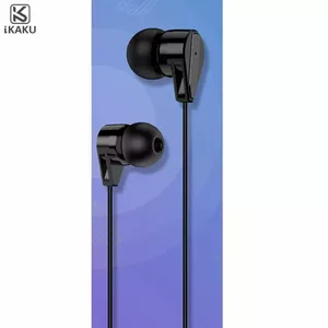 Проводные наушники-вкладыши iKaku Xunlang KSC-310 с микрофоном и пультом управления, разъем 3.5 мм, кабель 1.2 м, черные