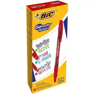 Gel-ocity Illusion capped gel pen by BIC — red ink, capped, pack of 12