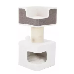 Cat scratching tower Trixie 44668 — freestanding, grey/white, 390×390×860 mm