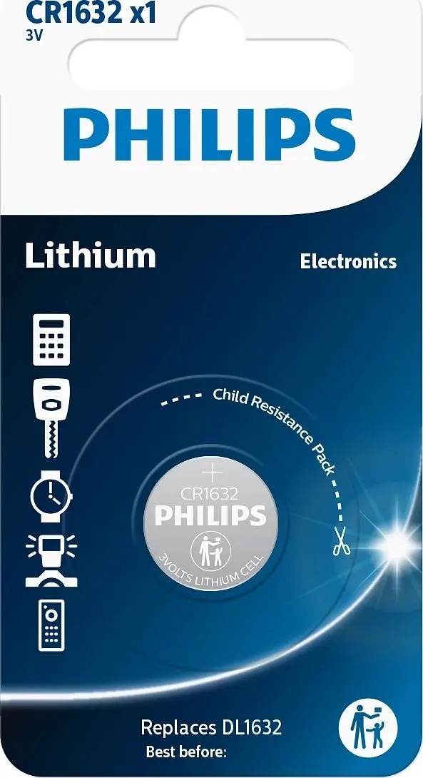 Vienreizējā baterija Philips Minicells CR1632/00B Photo 2