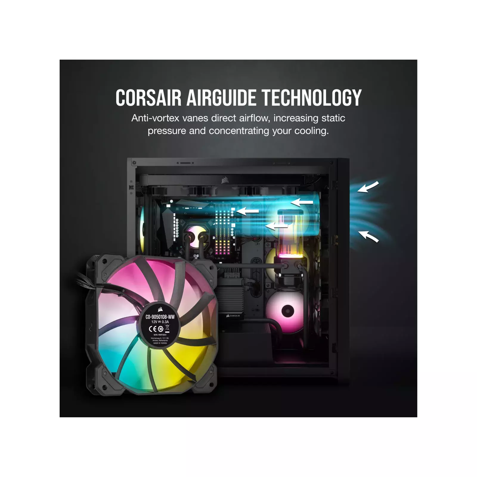 Corsair iCUE SP120 RGB ELITE Case Fan - Black (CO-9050108-WW) 840006636649