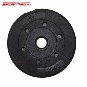 SportVida Gumijota Diska Svars grifam 1.25kg ar 26mm vidus caurumu (1gab.) Melns