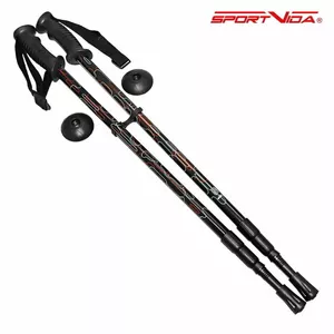 SportVida Anti-Shock Cork Handle Comact 3-Section Durable (420gr.) Steel Nordic Walking Poles 65-135cm Blue