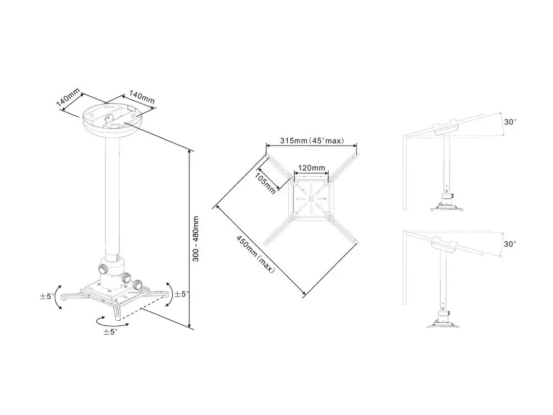 Ceiling Mount Multibrackets M Universal Projector 300-480 Photo 3