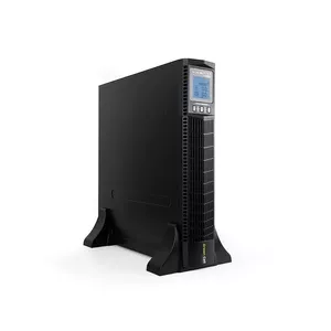 Neatkarīgais barošanas avots Green Cell UPS13 — tiešās darbības (double-conversion) UPS, 1000 VA / 900 W, tīrs sinuss, 6 kontaktligzdas, LCD, 2×12 V 9 Ah akumulatori