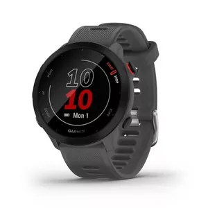 Смарт‑часы GARMIN Forerunner 55, круглый корпус 42 мм, серые, силиконовый ремешок, GPS/GLONASS/Galileo, влагозащита 5 ATM