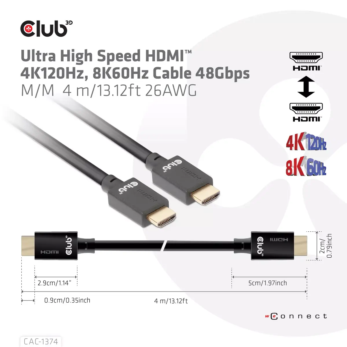 HDMI kabelis CLUB3D Ultra High Speed 4K120Hz 8K60Hz Photo 3
