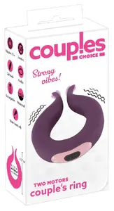Вибратор Couples Choice кольцевой, силиконовый, перезаряжаемый, 2 мотора, 10 режимов, водонепроницаемый, Ø 3.7 см, длина 8.7 см, фиолетовый