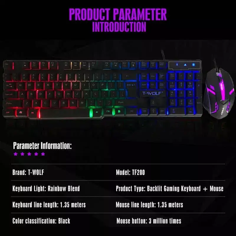 T-WOLF TF200 gaming keyboard and mouse set Photo 8