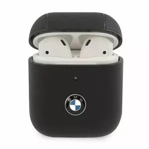 Ādas firmas vāciņš AirPods — BMW BMA2CSLBK, īsta āda, melns
