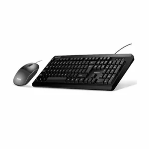 Wesdar V2 Slim USB Wired Office & Study EN Keybord + Ergonomic USB Wired Mouse 1200dpi Black