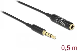 Audio Extension Cable DeLOCK 66074 3.5 mm 4 pin male to female Ultra Slim 0.5 m black