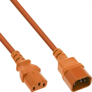 InLine Cold Device Extension Power Cable C13 to C14 H05VV-F 250V 0.5m Orange