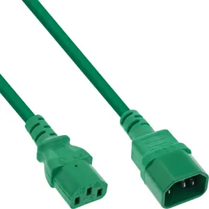 Кабель-удлинитель питания InLine C13 / C14 зеленый H05VV-F 250В