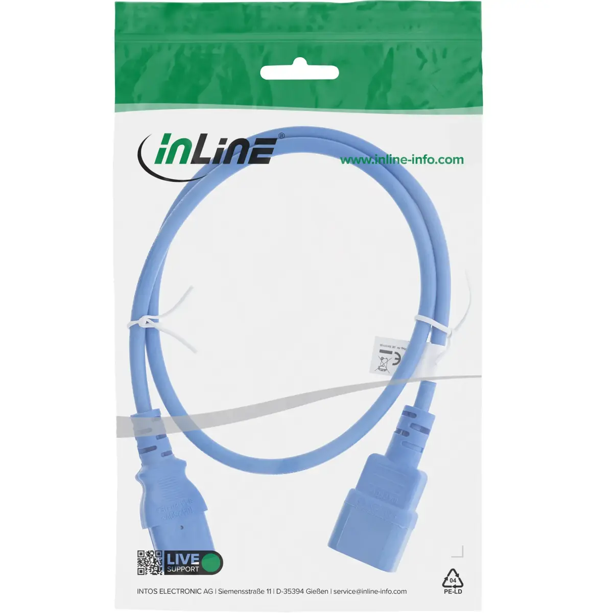InLine Power Extension C13 to C14 Blue 0.3m Photo 2