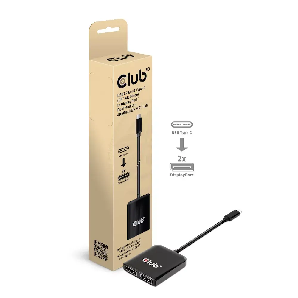 MST centrmezgls CLUB3D USB3.2 Gen2 Type-C uz DisplayPort Photo 2