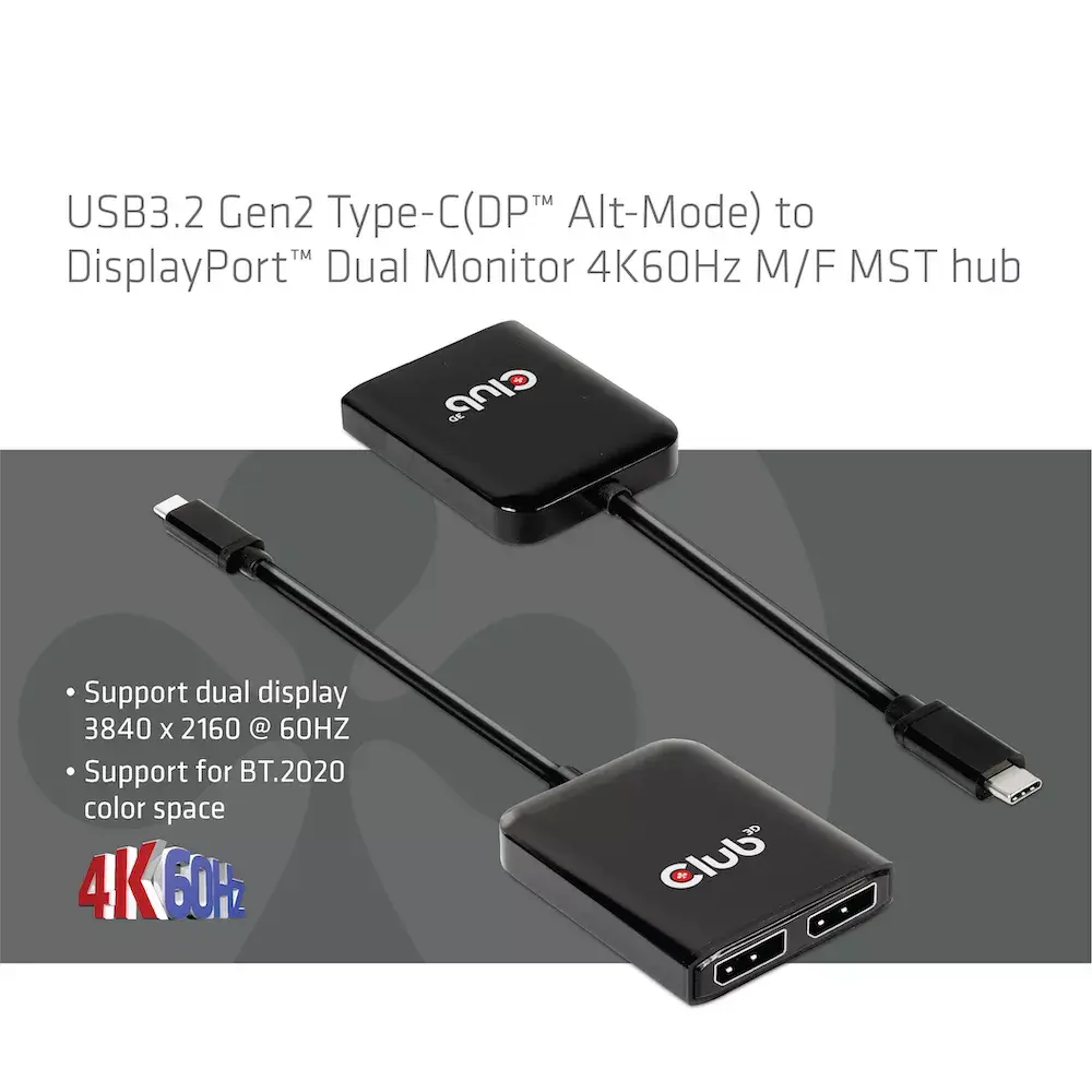 MST centrmezgls CLUB3D USB3.2 Gen2 Type-C uz DisplayPort Photo 3