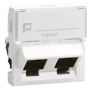Legrand Mosaic RJ45 6. kategorijas UTP dubultā datu ligzda 2 moduļi balta