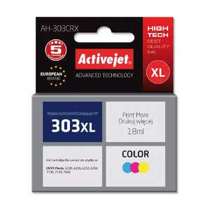 Ink cartridge ActiveJet AH-9303CRX replacement for HP 303XL T6N03AE; Dye color; 18 ml; Cyan/Magenta/Yellow