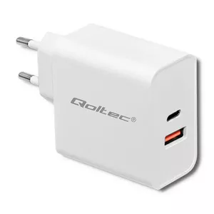 Сетевой адаптер питания QOLTEC 51715, 20 В 3 А, 63 Вт, белый, для смартфонов, для помещений