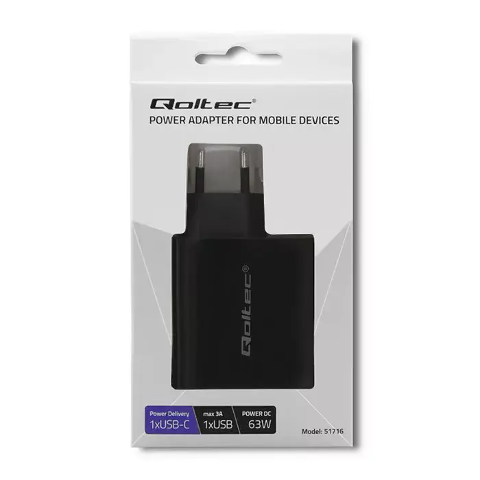 Сетевой адаптер QOLTEC 51716 — 20В 3А (63Вт) Photo 2