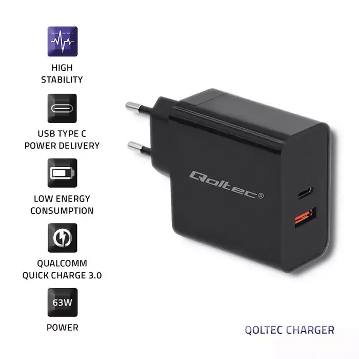 Сетевой адаптер QOLTEC 51716 — 20В 3А (63Вт) Photo 4