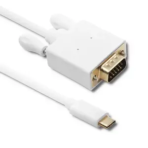 Видеокабель-адаптер QOLTEC 50419 — USB Type-C на VGA (D-Sub), 2 м, белый