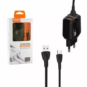 SOMOSTEL SMS-A139 Wall Charger with Dual USB-A Ports and USB-C Cable, 2.4A